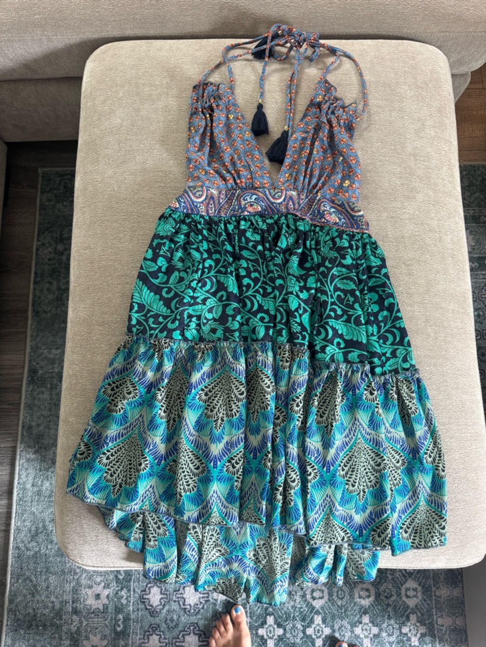 Boho Ocean Floral Halter Dress